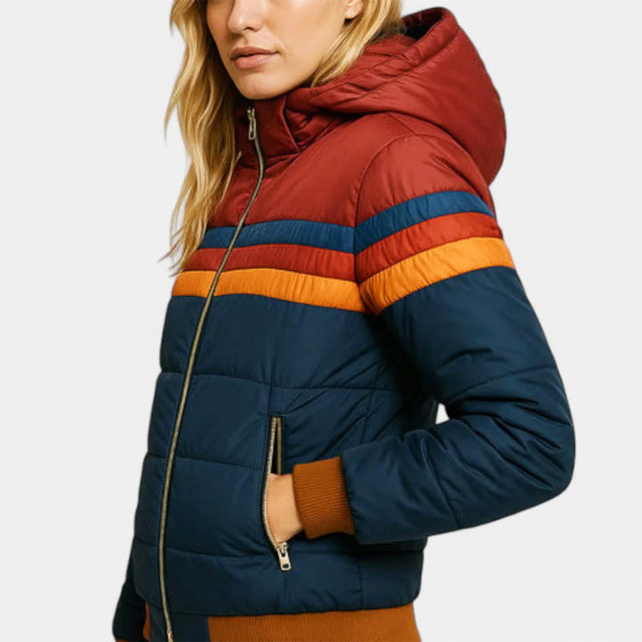 Women's Retro Stripe Puffer Jacket