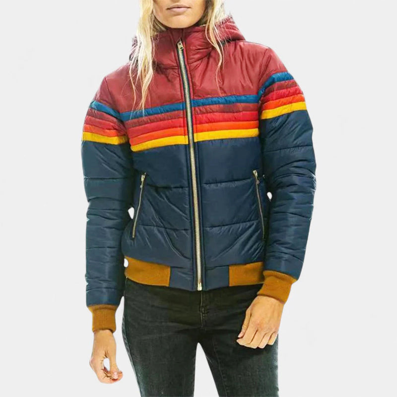 Women's Retro Stripe Puffer Jacket