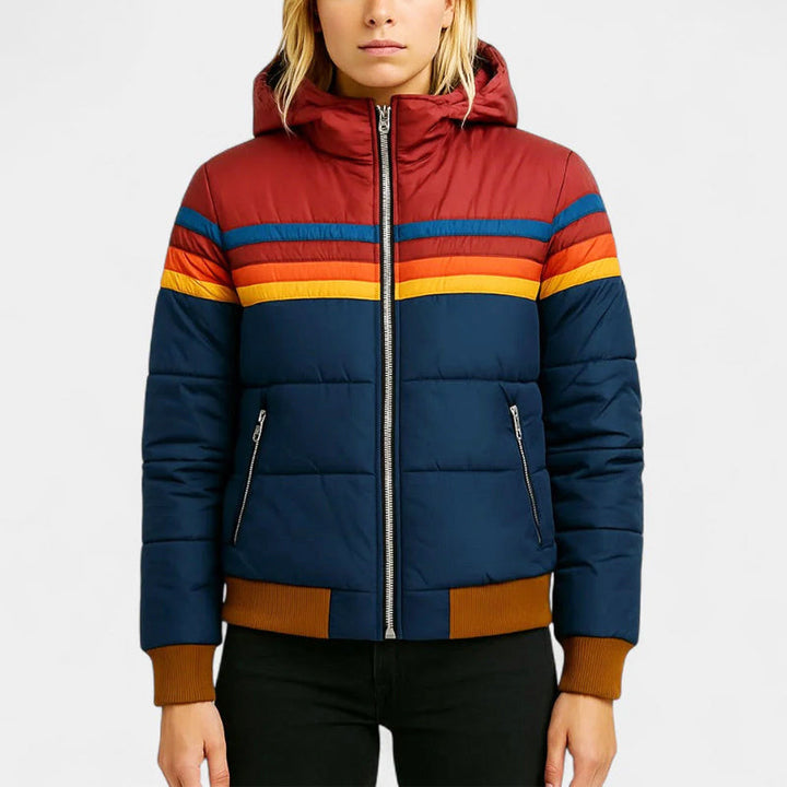 Women's Retro Stripe Puffer Jacket