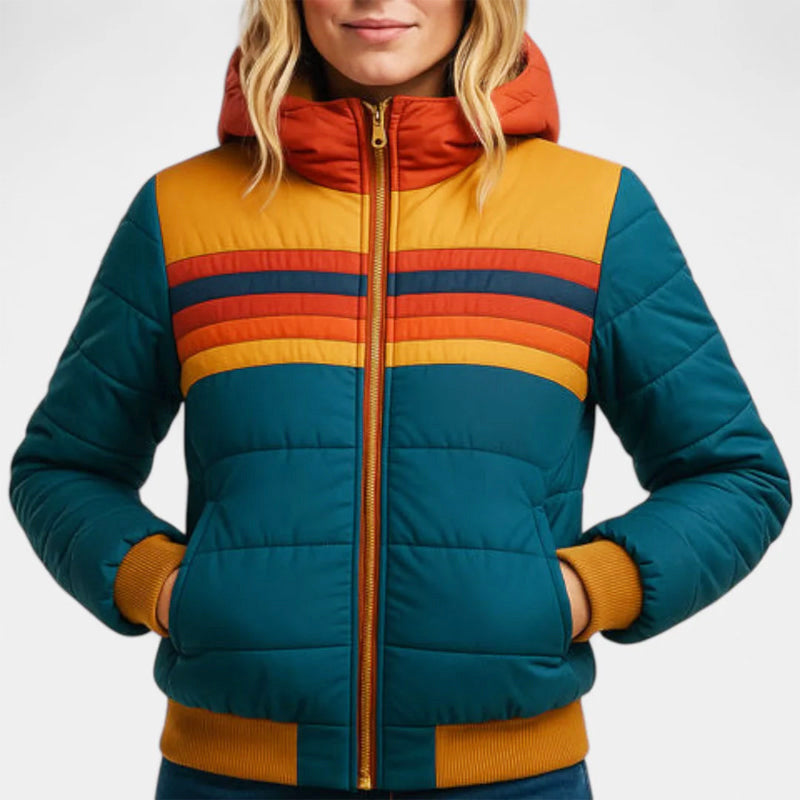 Women's Retro Stripe Puffer Jacket