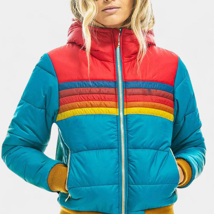 Women's Retro Stripe Puffer Jacket
