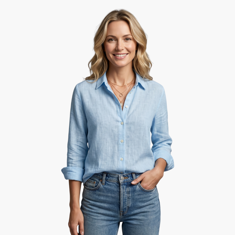 Charlie | Women's Elegant Relaxed Fit Button-Down Shirt-Metro Lane Plaza