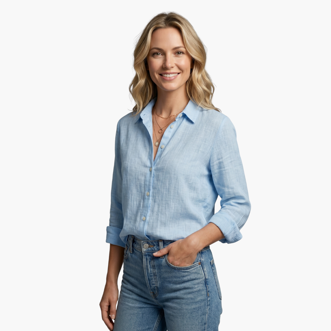 Charlie | Women's Elegant Relaxed Fit Button-Down Shirt-Metro Lane Plaza