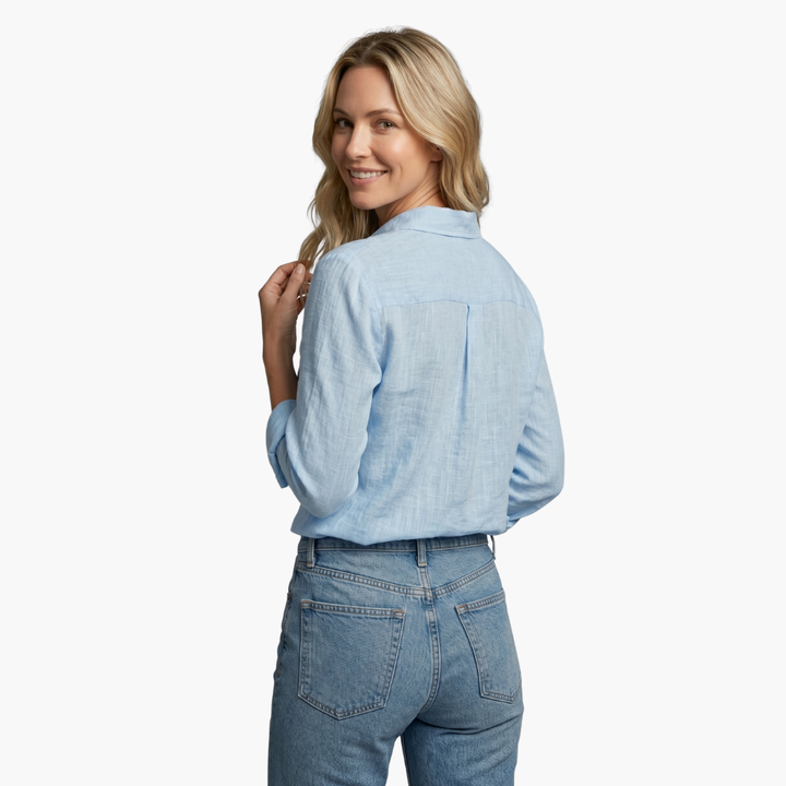 Charlie | Women's Elegant Relaxed Fit Button-Down Shirt-Metro Lane Plaza