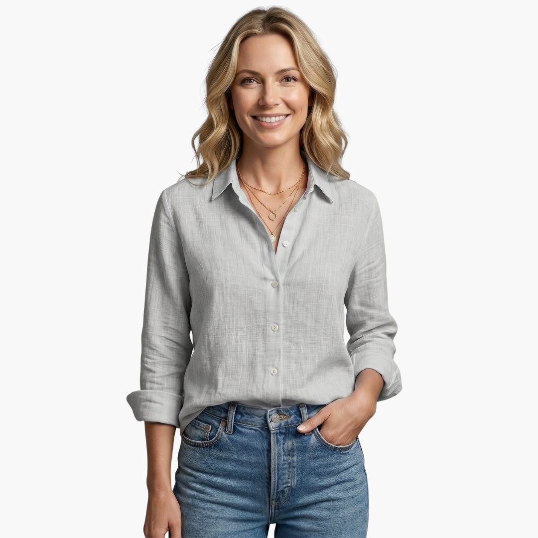 Charlie | Women's Elegant Relaxed Fit Button-Down Shirt-Metro Lane Plaza