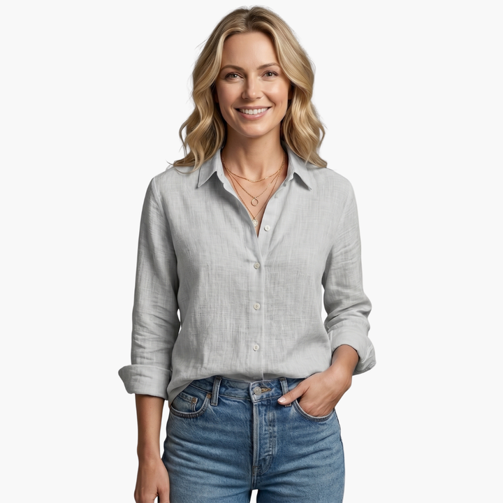 Charlie | Women's Elegant Relaxed Fit Button-Down Shirt-Metro Lane Plaza