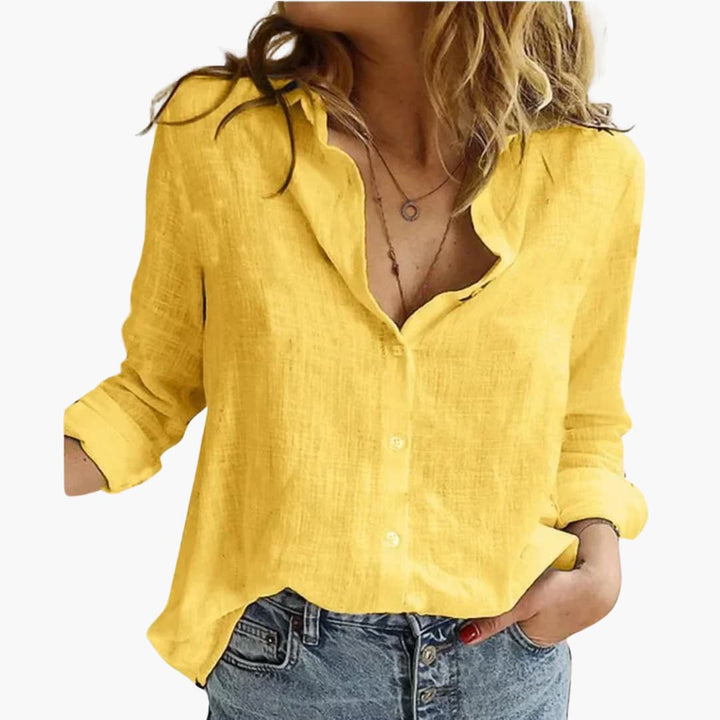 Charlie | Women's Elegant Relaxed Fit Button-Down Shirt-Metro Lane Plaza