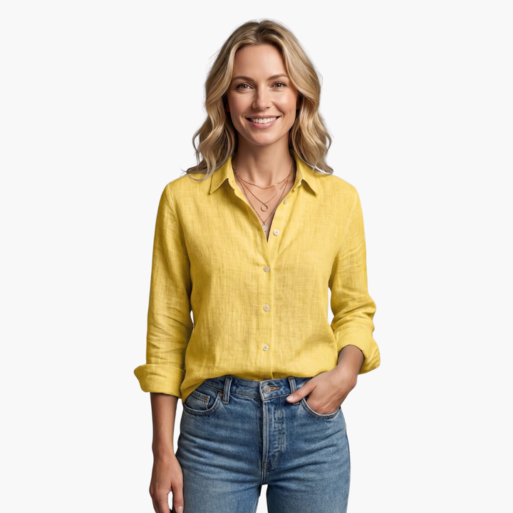 Charlie | Women's Elegant Relaxed Fit Button-Down Shirt-Metro Lane Plaza