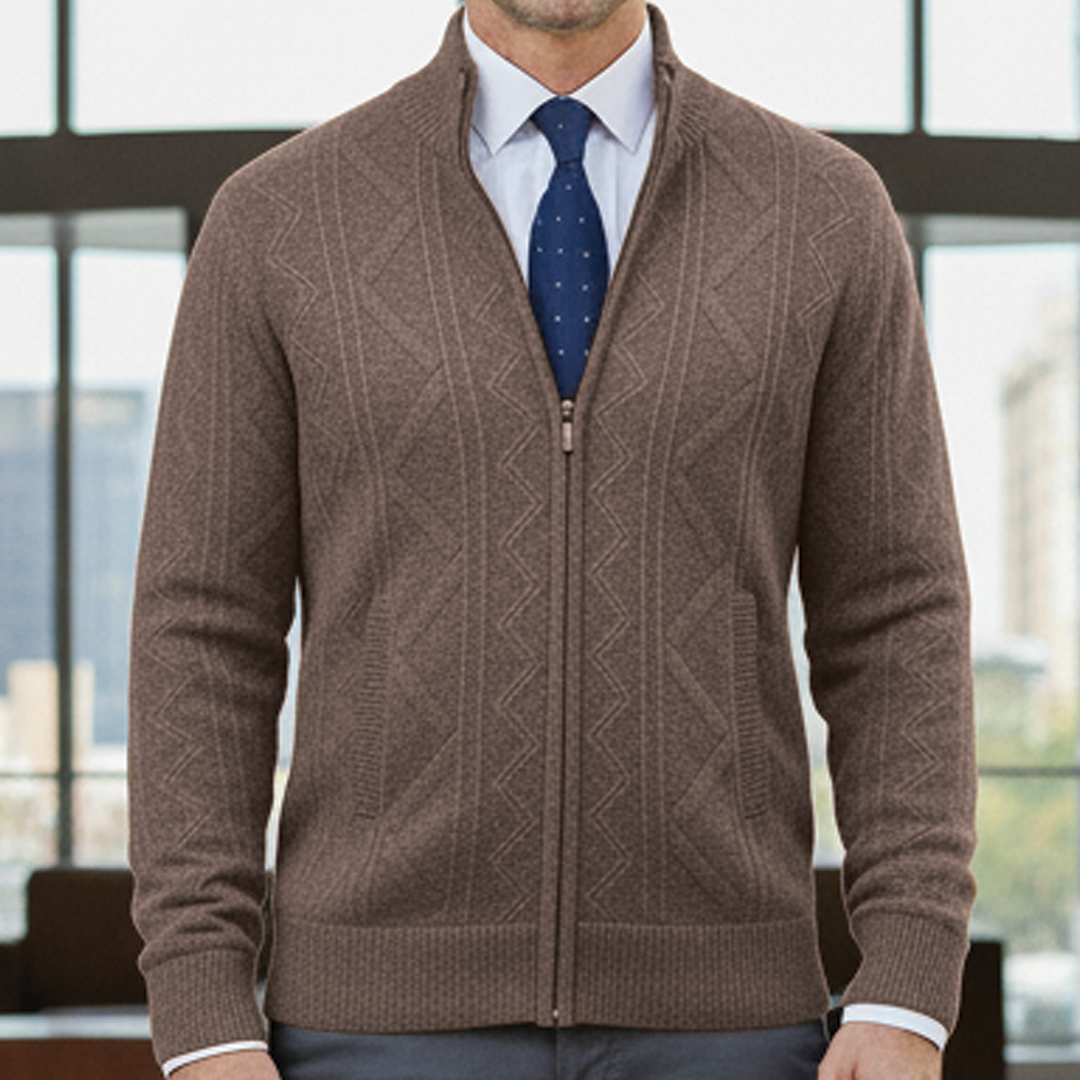 Casaco de malha masculino elegante para um visual profissional