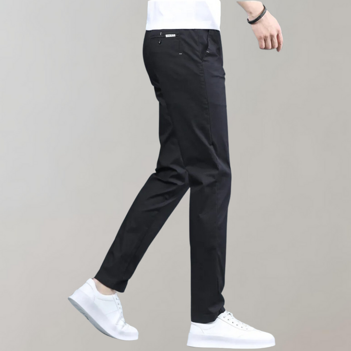John | Men's Straight-Leg Trousers with Pockets and Belt Loops-Metro Lane Plaza