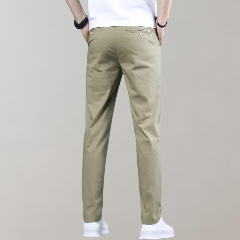 John | Men's Straight-Leg Trousers with Pockets and Belt Loops-Metro Lane Plaza
