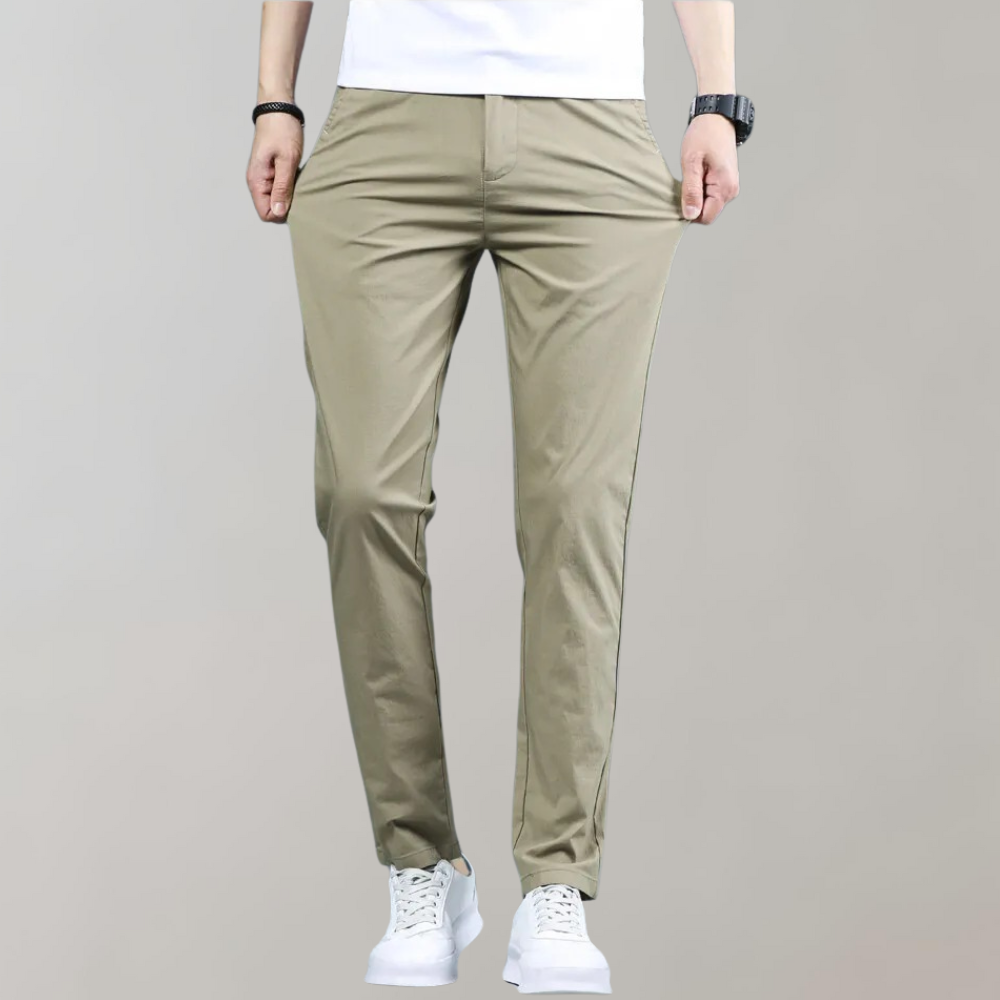 John | Men's Straight-Leg Trousers with Pockets and Belt Loops-Metro Lane Plaza