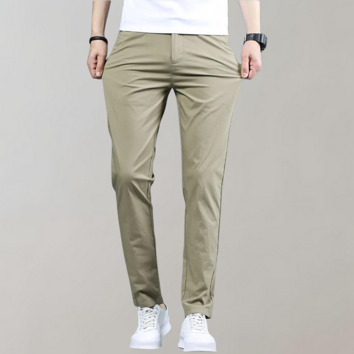 John | Men's Straight-Leg Trousers with Pockets and Belt Loops-Metro Lane Plaza
