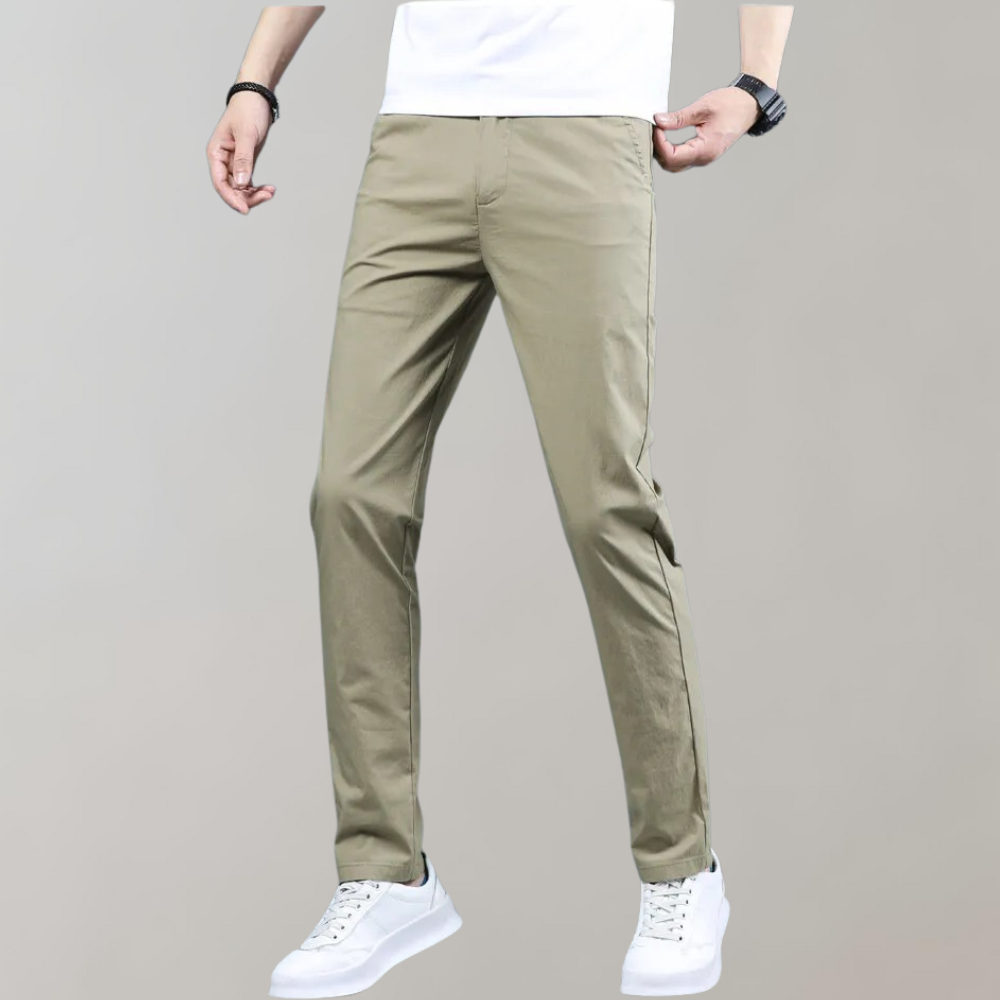 John | Men's Straight-Leg Trousers with Pockets and Belt Loops-Metro Lane Plaza
