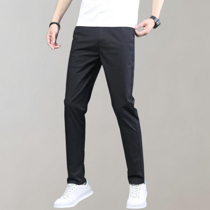 John | Men's Straight-Leg Trousers with Pockets and Belt Loops-Metro Lane Plaza