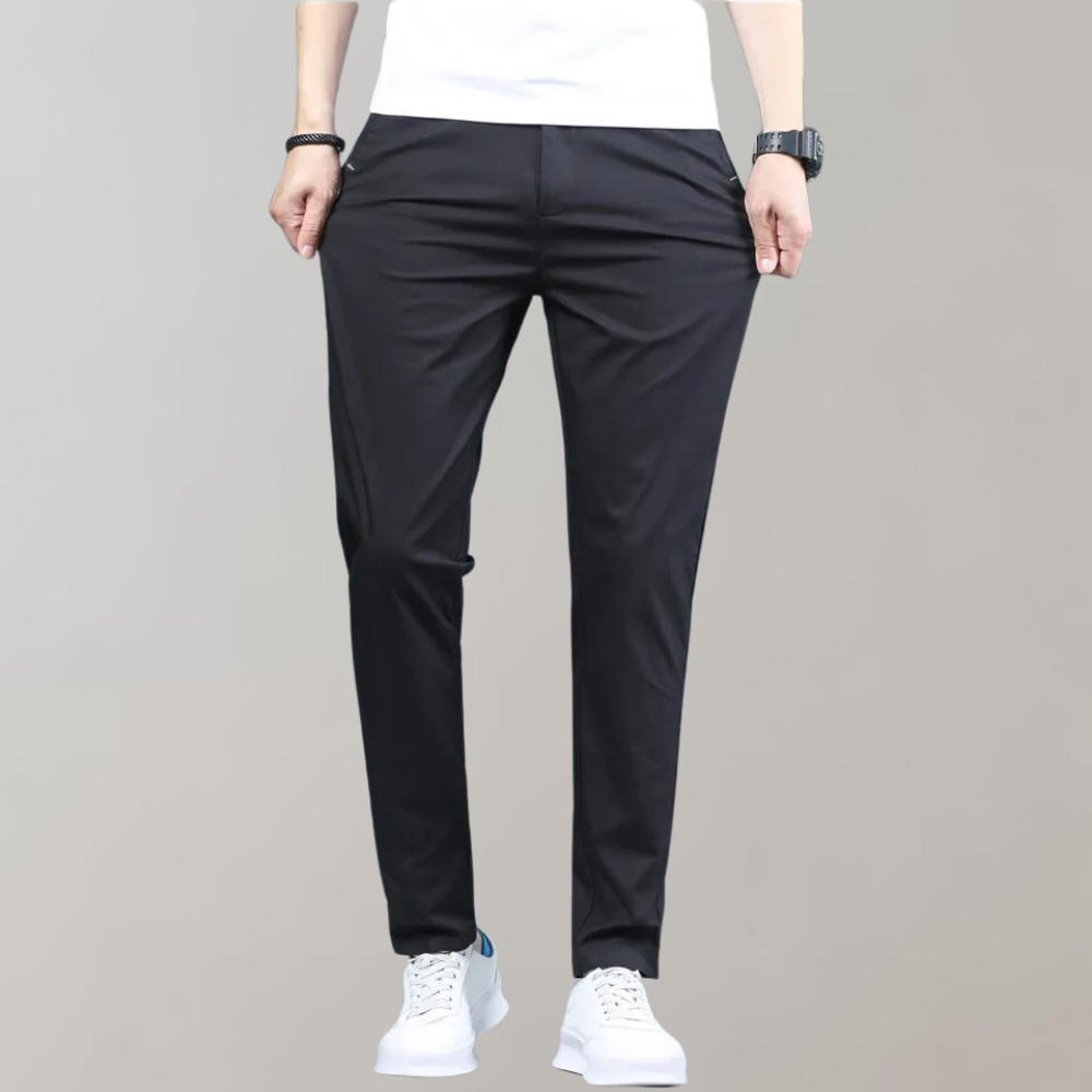 John | Men's Straight-Leg Trousers with Pockets and Belt Loops-Metro Lane Plaza