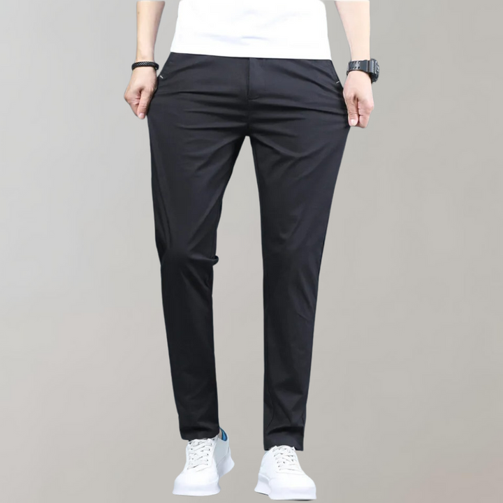John | Men's Straight-Leg Trousers with Pockets and Belt Loops-Metro Lane Plaza
