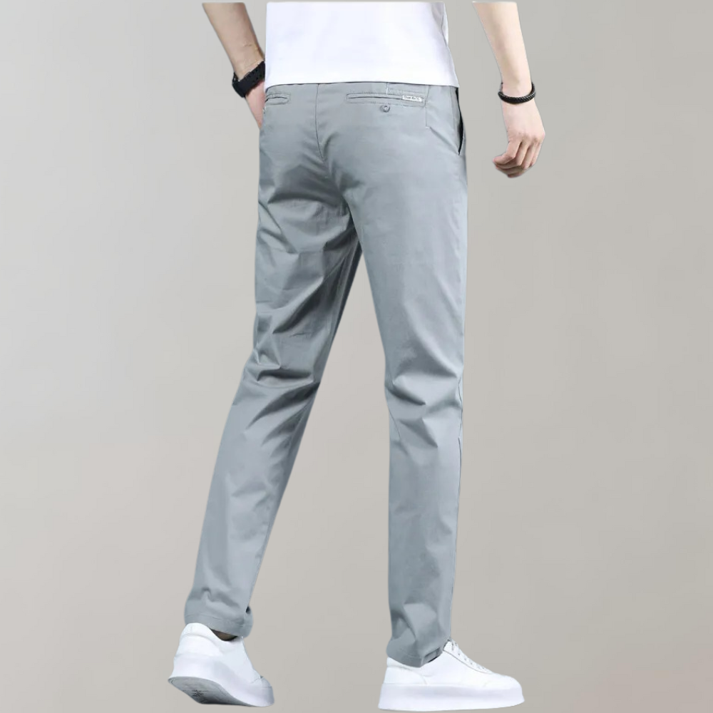John | Men's Straight-Leg Trousers with Pockets and Belt Loops-Metro Lane Plaza