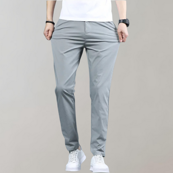 John | Men's Straight-Leg Trousers with Pockets and Belt Loops-Metro Lane Plaza