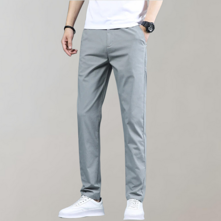 John | Men's Straight-Leg Trousers with Pockets and Belt Loops-Metro Lane Plaza