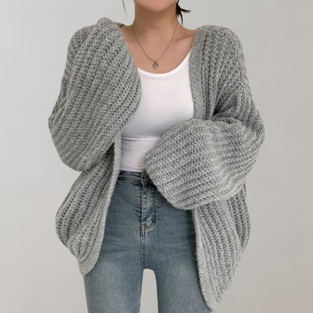 Cardigan oversize da donna in maglia color rosa