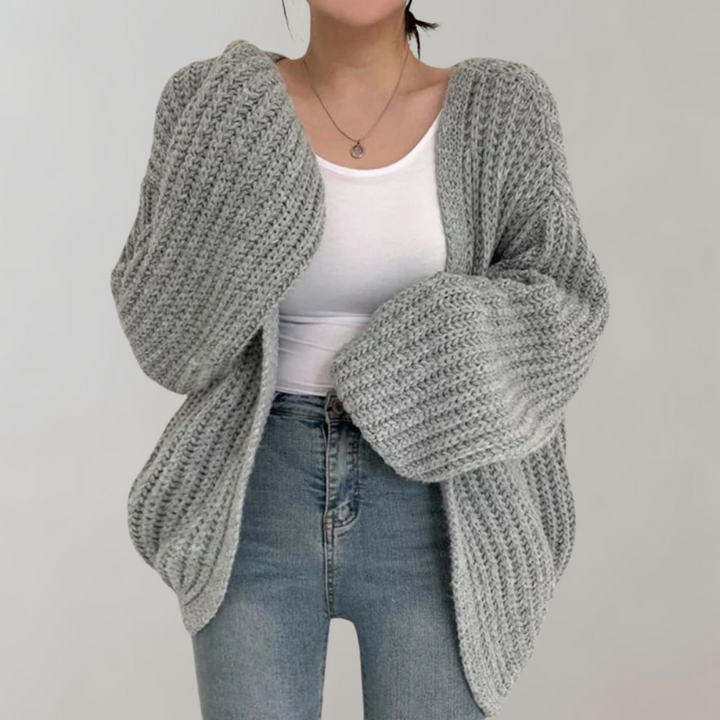 Cardigan oversize da donna in maglia color rosa