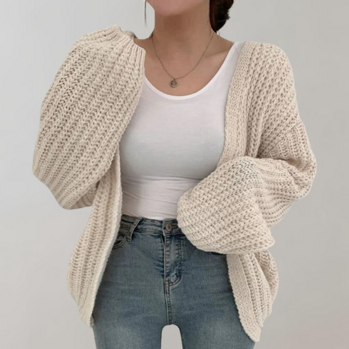 Cardigan oversize da donna in maglia color rosa