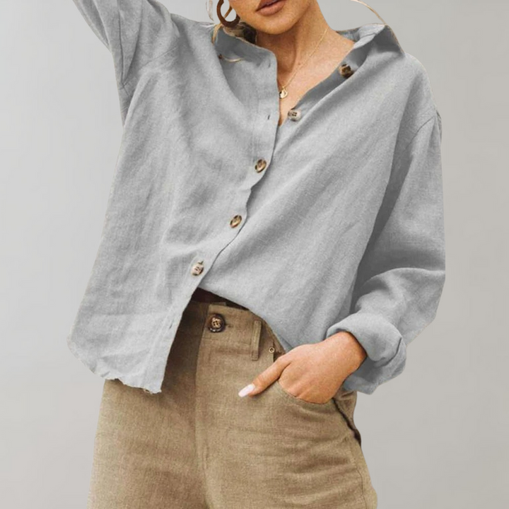 Annabelle | Women's Linen-Style Blouse-Metro Lane Plaza
