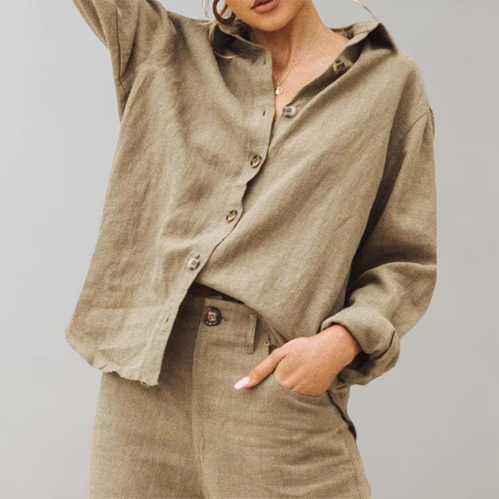 Annabelle | Women's Linen-Style Blouse-Metro Lane Plaza
