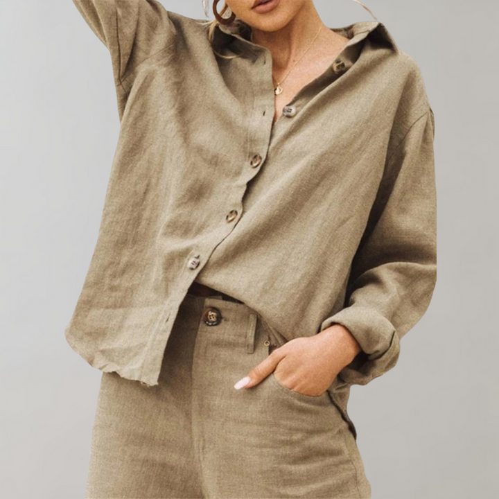 Annabelle | Women's Linen-Style Blouse-Metro Lane Plaza
