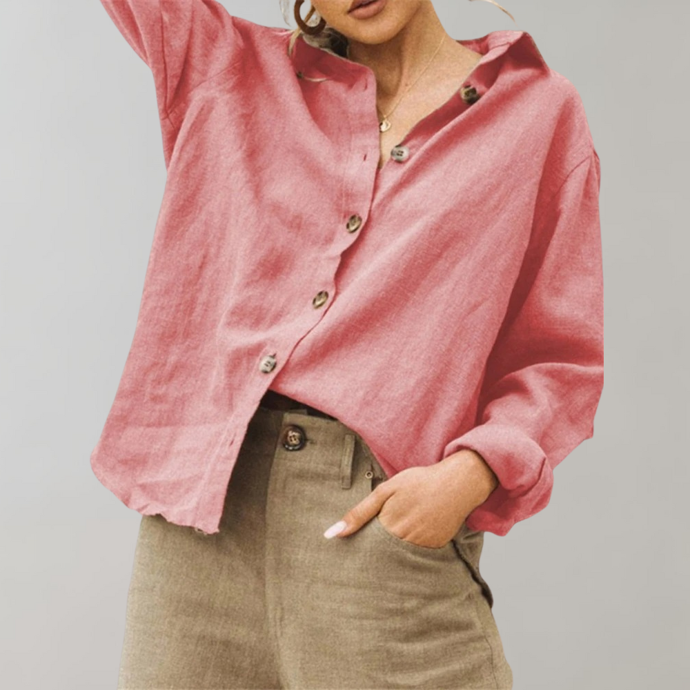 Annabelle | Women's Linen-Style Blouse-Metro Lane Plaza