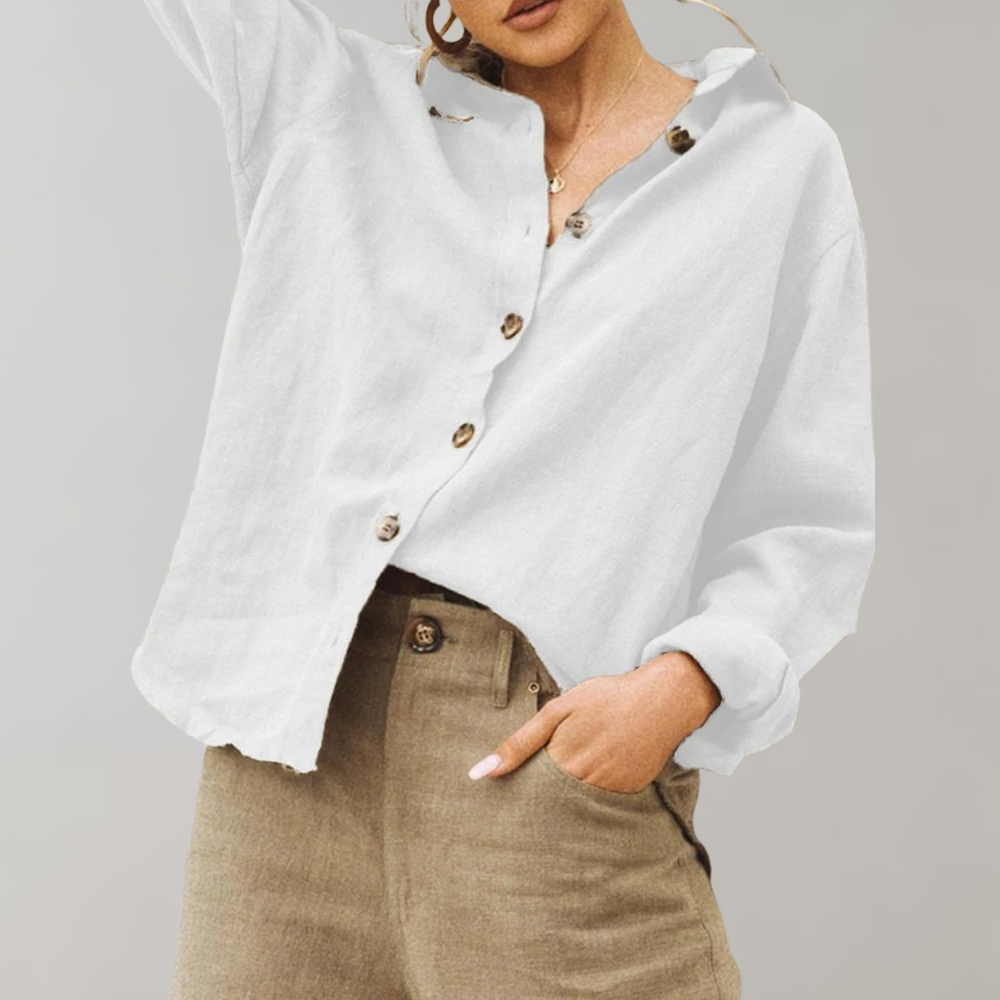Annabelle | Women's Linen-Style Blouse-Metro Lane Plaza