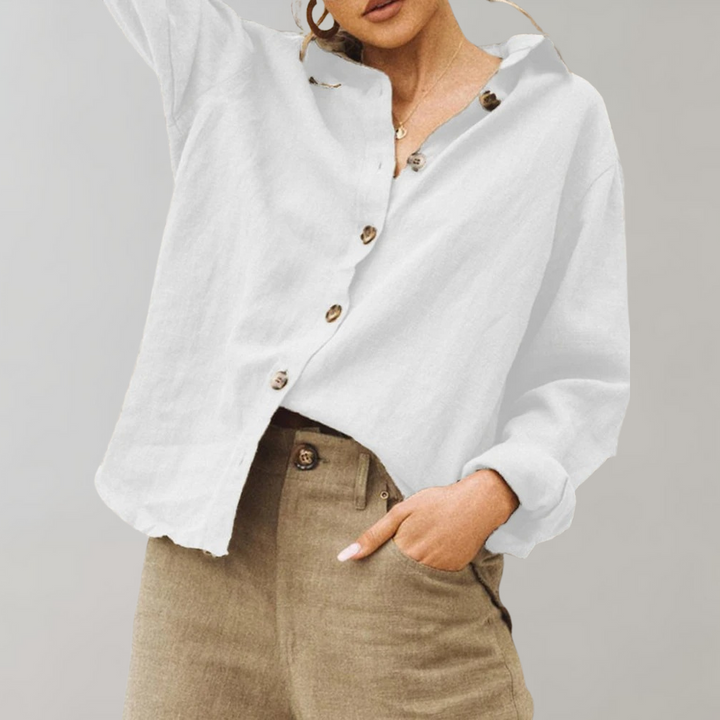 Annabelle | Women's Linen-Style Blouse-Metro Lane Plaza