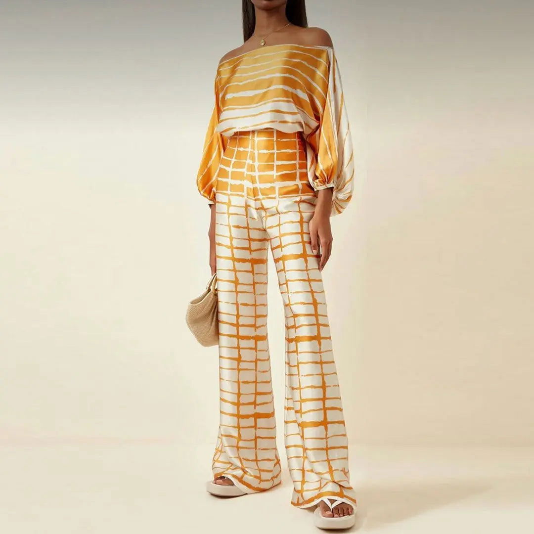 Julie | Women's Satin Two-Piece Outfit-Metro Lane Plaza