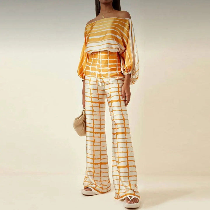 Julie | Women's Satin Two-Piece Outfit-Metro Lane Plaza