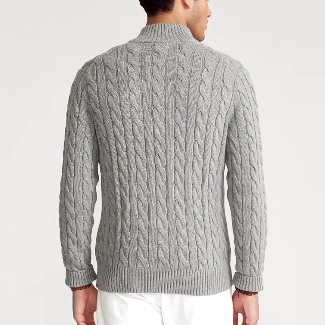 Herrenpullover mit halbem Reißverschluss