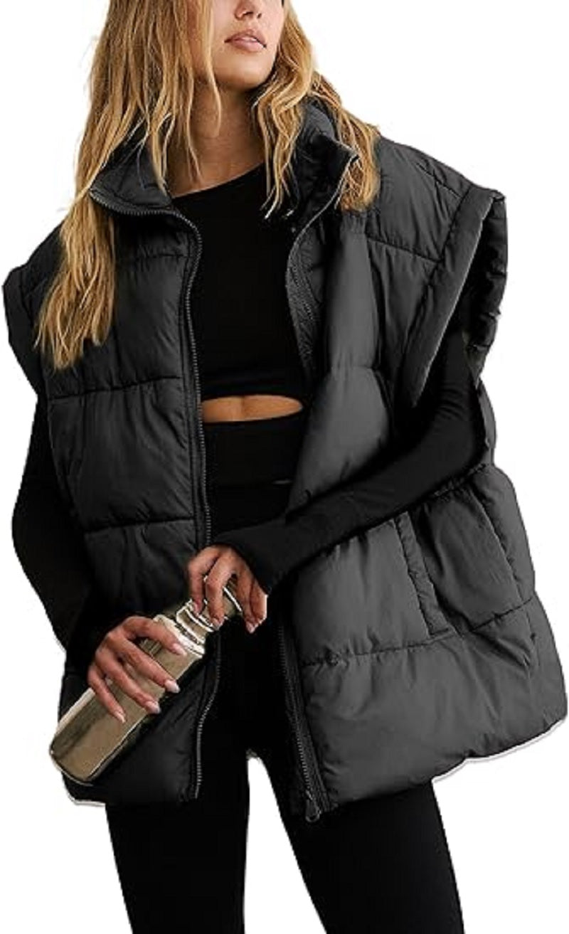 Women's Quilted Sleeveless Gilet with Zipper and Pockets