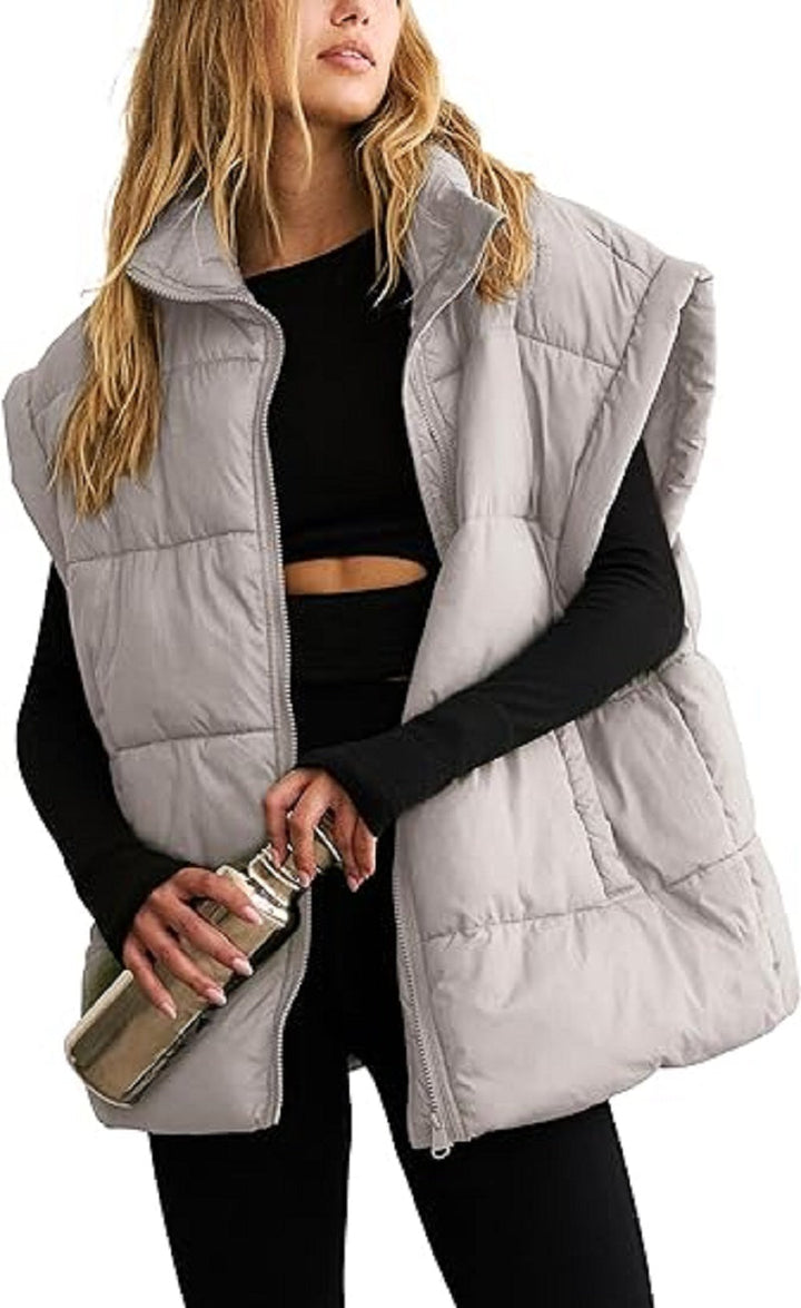 Women's Quilted Sleeveless Gilet with Zipper and Pockets