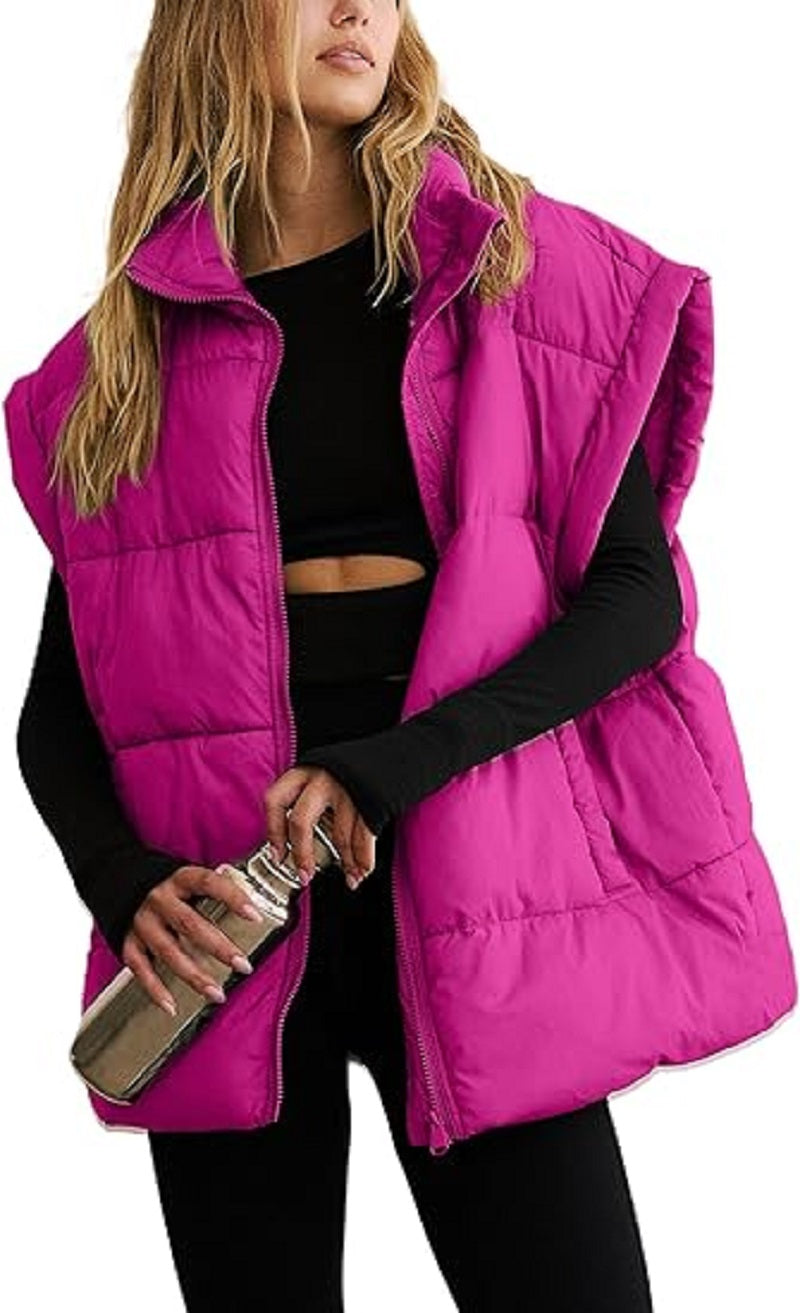 Women's Quilted Sleeveless Gilet with Zipper and Pockets