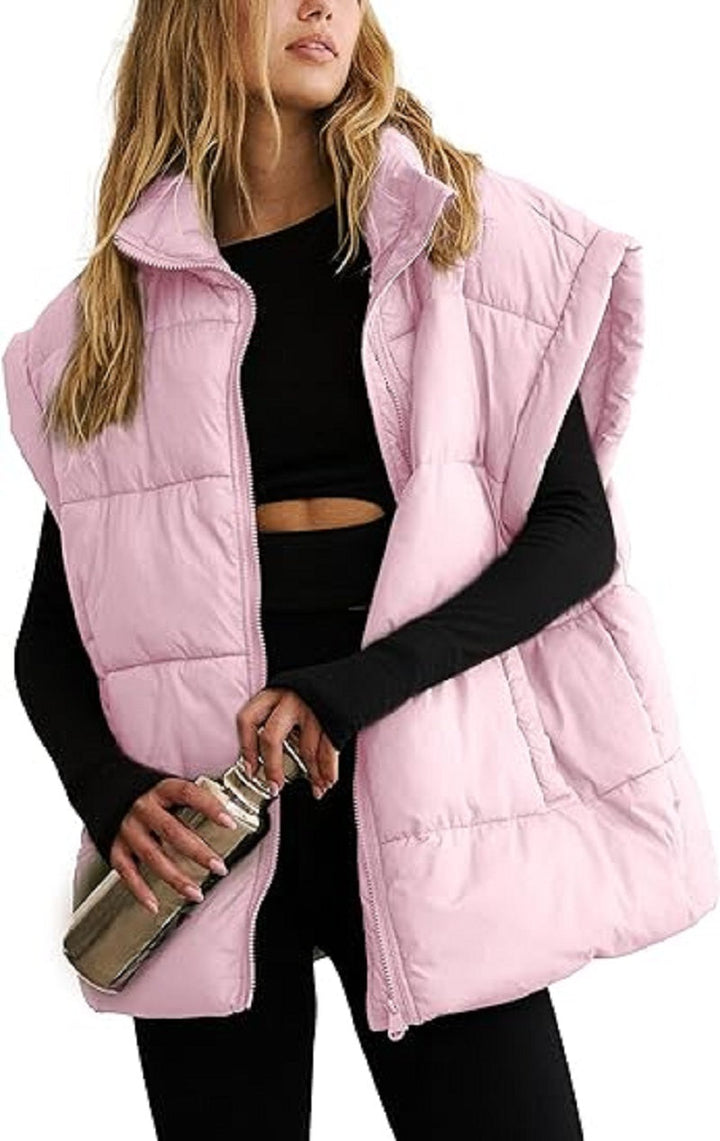 Women's Quilted Sleeveless Gilet with Zipper and Pockets