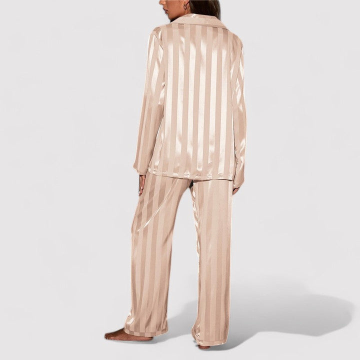 Women's Striped Silk Pajama Set-Metro Lane Plaza