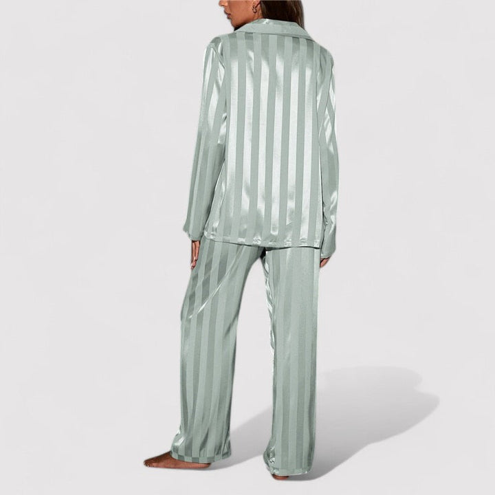 Women's Striped Silk Pajama Set-Metro Lane Plaza