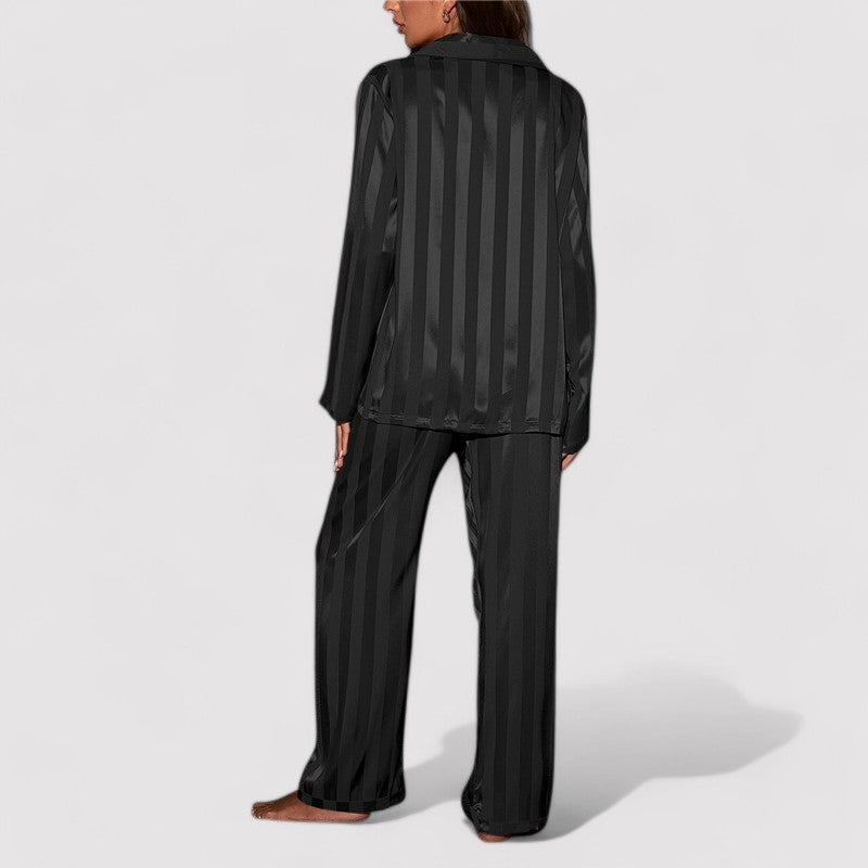 Women's Striped Silk Pajama Set-Metro Lane Plaza