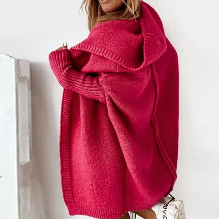 Gestrickte Kapuzen-Strickjacke für Damen