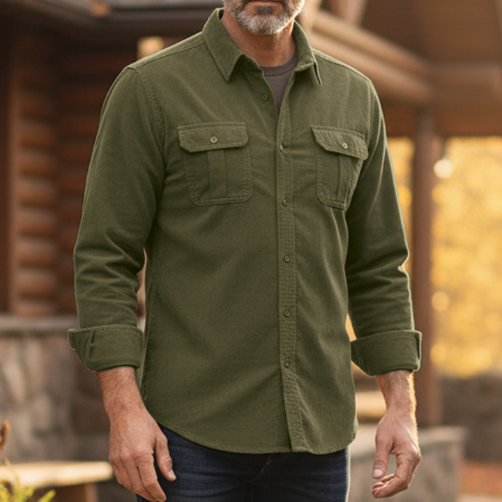 Carson | Men's Casual Corduroy Button-Up Shirt-Metro Lane Plaza