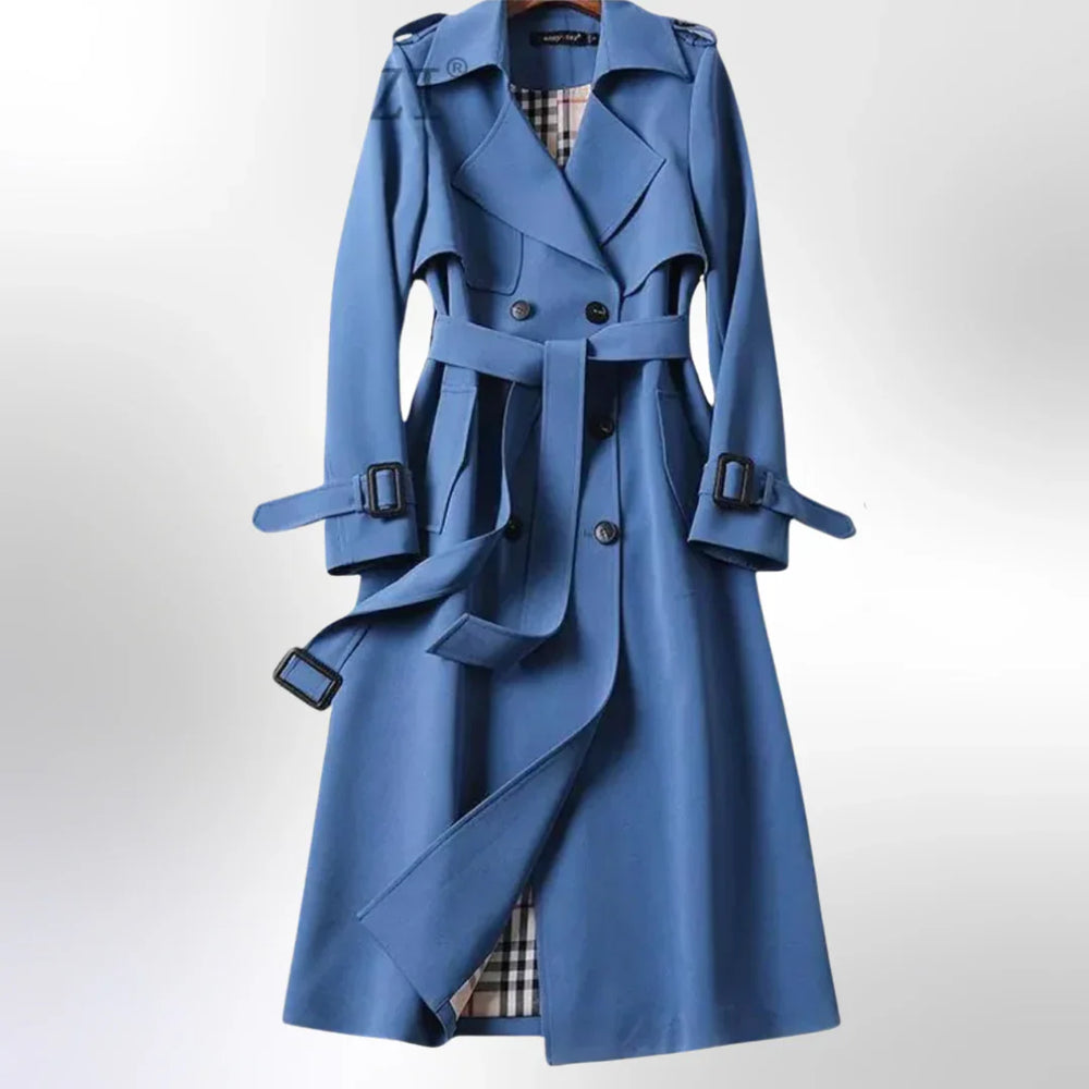 Sophia | Women's Elegant Modern Long Trench Coat-Metro Lane Plaza