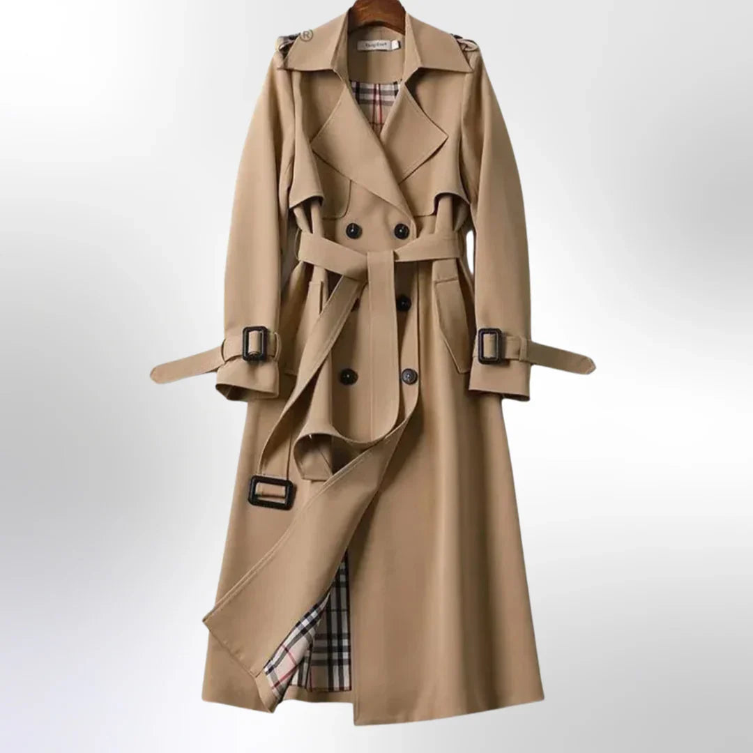 Sophia | Women's Elegant Modern Long Trench Coat-Metro Lane Plaza