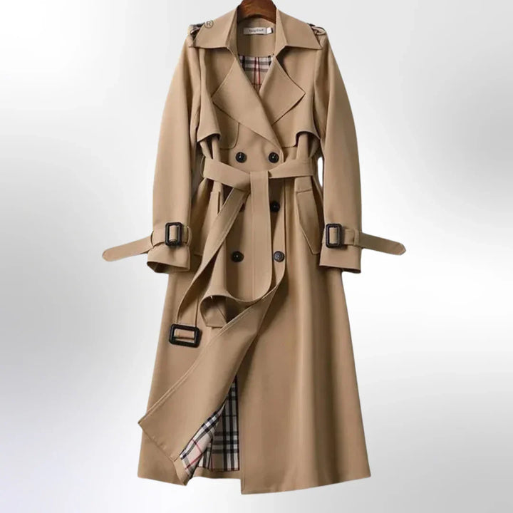 Sophia | Women's Elegant Modern Long Trench Coat-Metro Lane Plaza