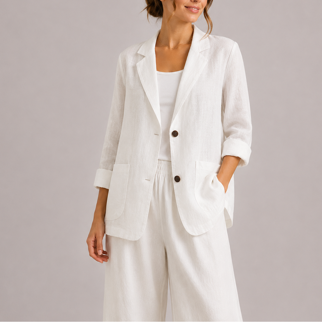 Women's Elegant Lightweight Linen Blazer – Stylish Casual Jacket
