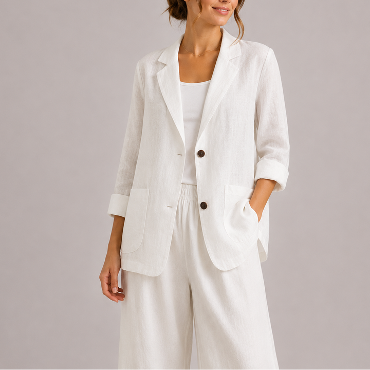 Women's Elegant Lightweight Linen Blazer – Stylish Casual Jacket